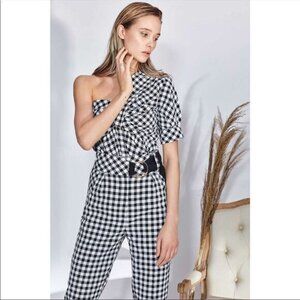 N12H Maya Blk Gingham Hi-Waist Pants S